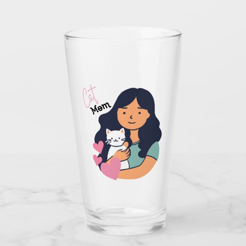 Cat Mom and Kitty Love Glass