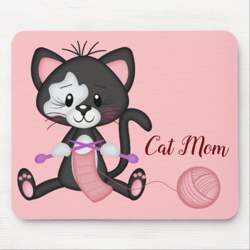 Cat Mom And Knitter Mouse Pad