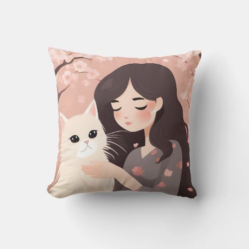 Cat Mom and the Kitty Cherry Blossom _ Cushion