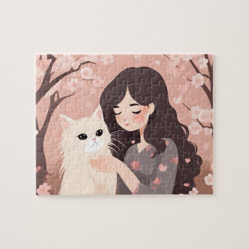 Cat Mom and the Kitty Cherry Blossom _ Puzzle