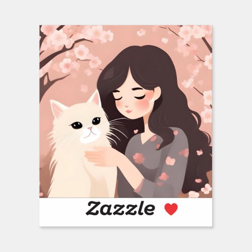 Cat Mom and the Kitty Cherry Blossom _ Sticker