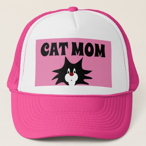 CAT MOM BALL CAPS TUXEDO CAT PINK HATS