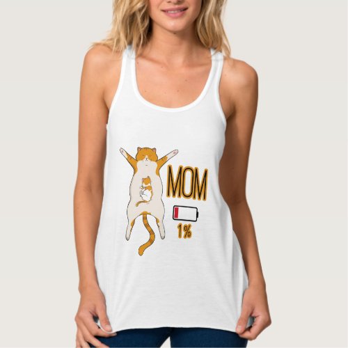 Cat Mom Battery Low Energy Tank Top
