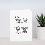 Cat Mom Birthday Card From the Cat<br><div class="desc">Celebrate the special bond between a cat and its mom with this charming Birthday card. Featuring a minimalist design, the card showcases doodle illustrations of a cat, paw prints, a mom figure, and red hearts. The casual handwriting font on the front reads, “I’m your cat. You’re my mom.” creating a...</div>