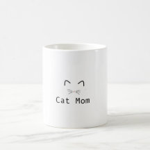 Cat mom black and white mug