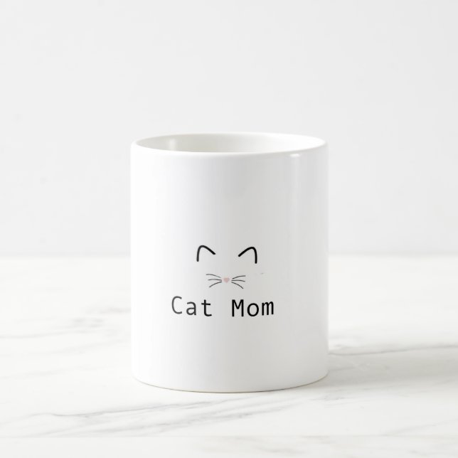 Cat mom black and white mug (Center)
