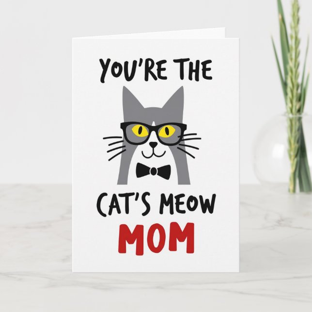 Cat Mom Bow Tie Message Card (Front)