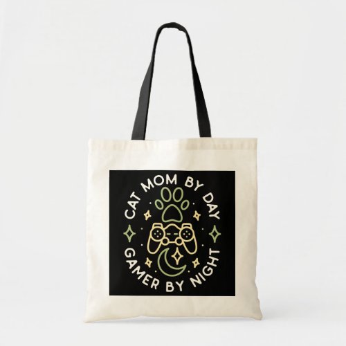 Cat Mom By Day Gamer By Night Console Games Lover Tote Bag