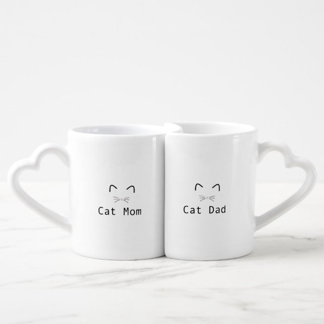 Cat mom & Cat dad mug set (Front Nesting)