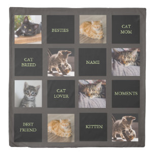 cat mom & cat Dad photo collage Duvet Cover