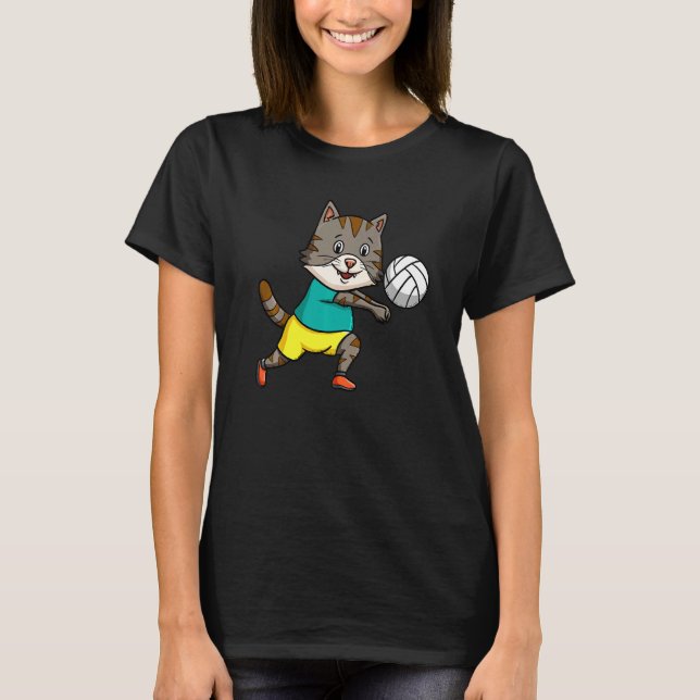 Cat Mom Cat Dad Volleyball Coach Spiker Kitten T-Shirt (Front)