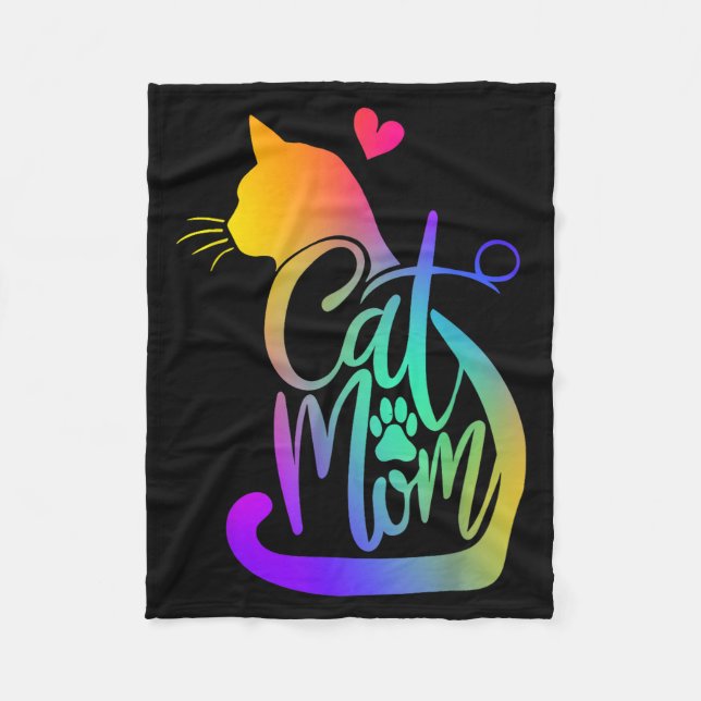 Cat Mom Cat Lover Cute Mother's Day Mama I Love My Fleece Blanket (Front)