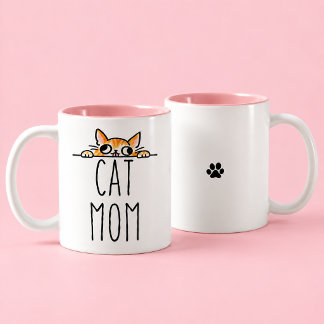 Cat Mom Cat Lover Cute Two-Tone Coffee Mug