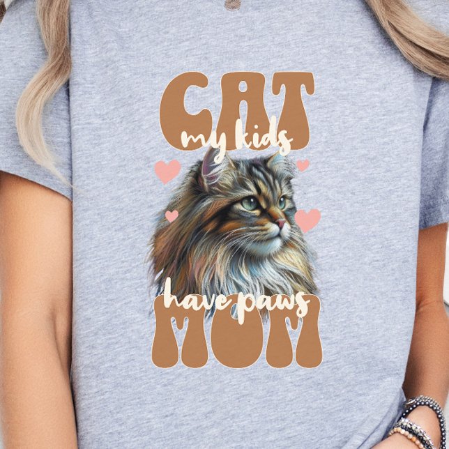 Cat Mom, Cat Mom, Cat Lover Retro Style T-Shirt (Cat Mom My kids have paws Retro)