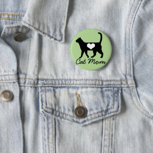 Cat Mom Cat Silhouette & Heart Button