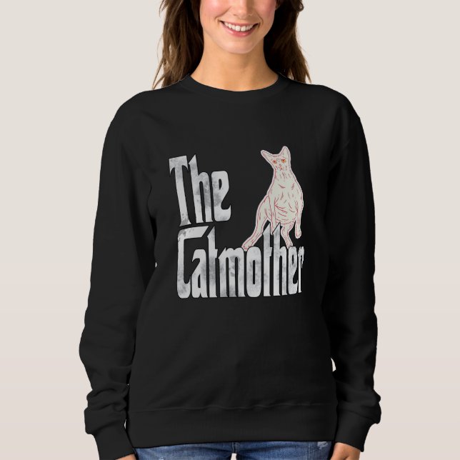 Cat Mom Catmother Lazy Sphynx Cat Mother Kitty Mom Sweatshirt (Front)