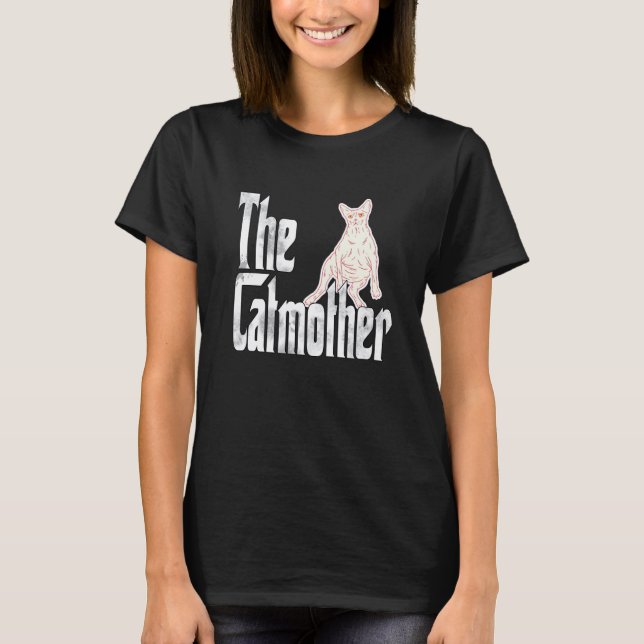 Cat Mom Catmother Lazy Sphynx Cat Mother Kitty Mom T-Shirt (Front)