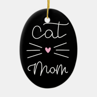 cat mom ceramic ornament