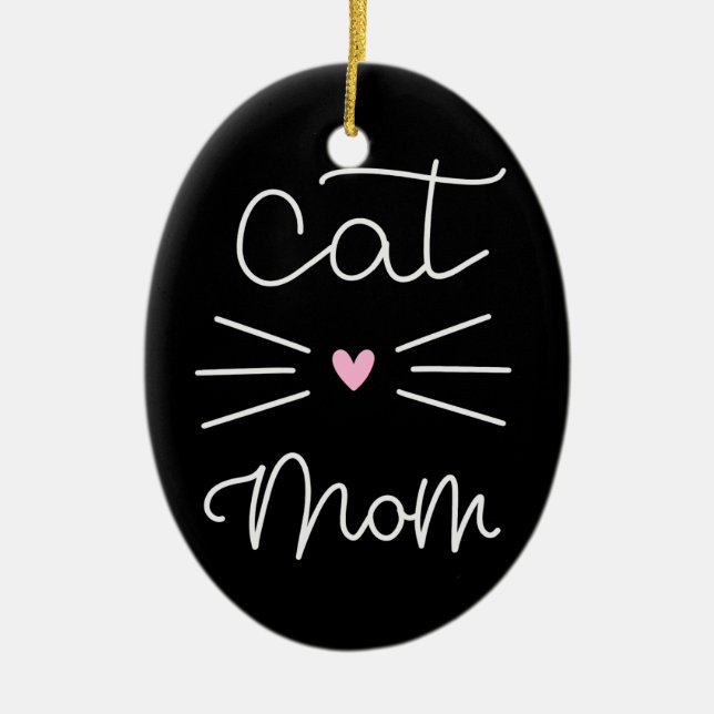 cat mom ceramic ornament (Front)