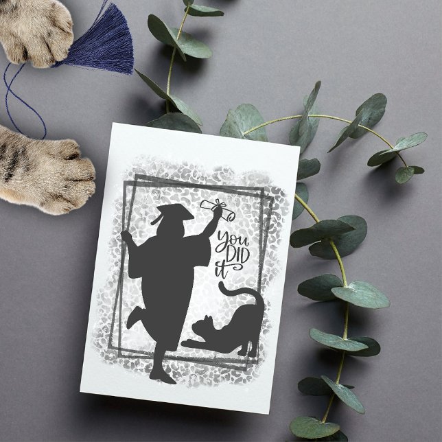 Cat Mom Chic Minimalist Funny College Graduation Card (Creator Uploaded)