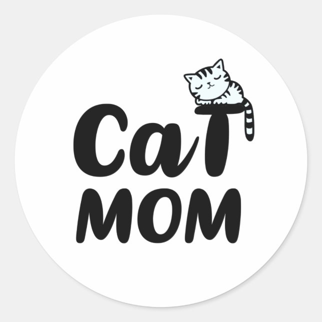 cat mom classic round sticker (Front)