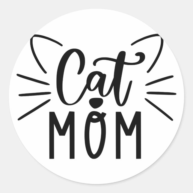 Cat Mom Classic Round Sticker (Front)