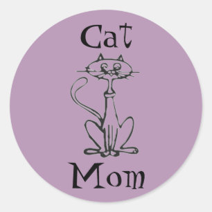 Cat Mom Classic Round Sticker