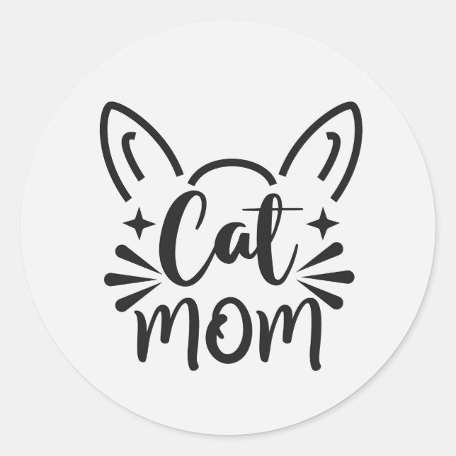 Cat Mom Classic Round Sticker (Front)