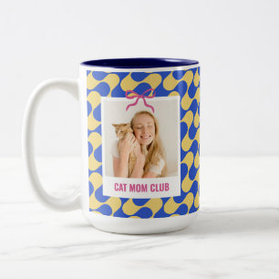 Cat Mom Club Birthday Gift Custom Pet Owner Photo Two-Tone Coffee Mug