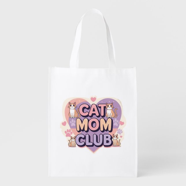 Cat Mom Club – Eco-Friendly Reusable Grocery Bag  (Front)
