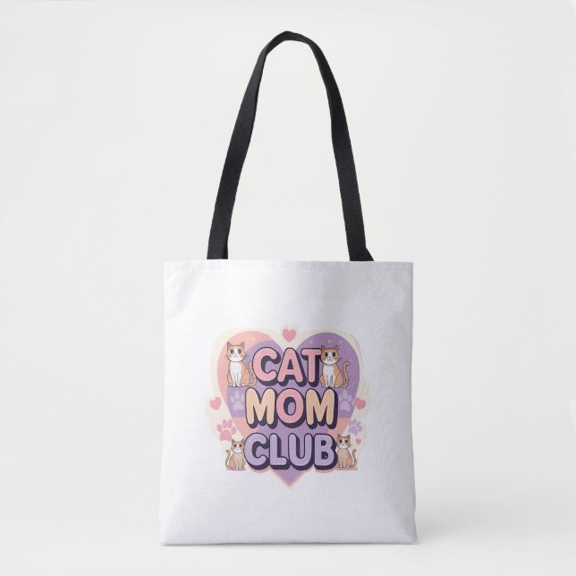 Cat Mom Club – Trendy Shoulder Tote Bag  (Front)