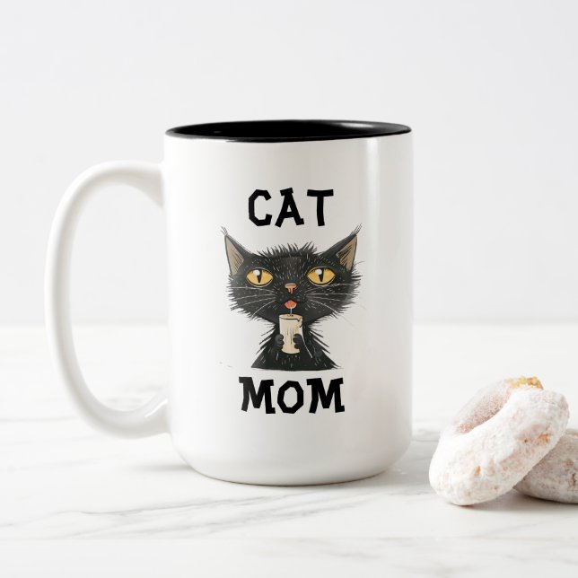 Cat Mom Coffee Mug (With Donut)