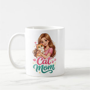 Cat Mom Coffee Mug – Cute Cat Lover Gift – Funny K