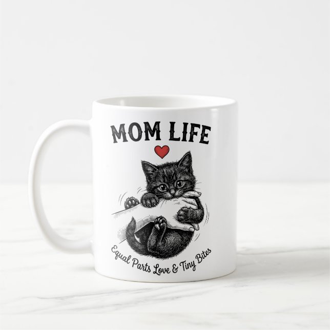 Cat Mom Coffee Mug | Mom Life Cute Kitten Funny  (Left)