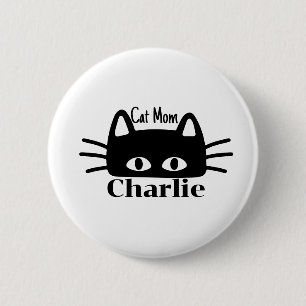 Cat mom custom cat name button