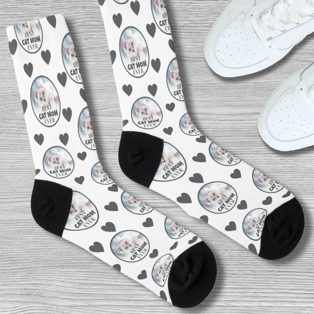 Cat Mom Custom Photo Socks (Best Cat Mom Custom Photo Socks)