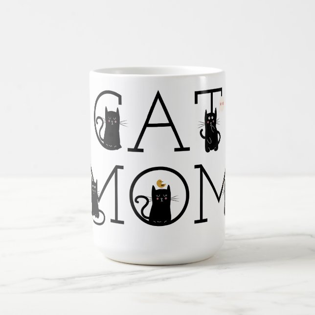 Cat Mom Cute Black Cats Coffee Mug (Center)