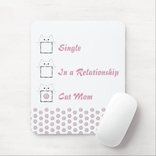Cat Mom Cute Cat Paw White & Pink Mouse Pad