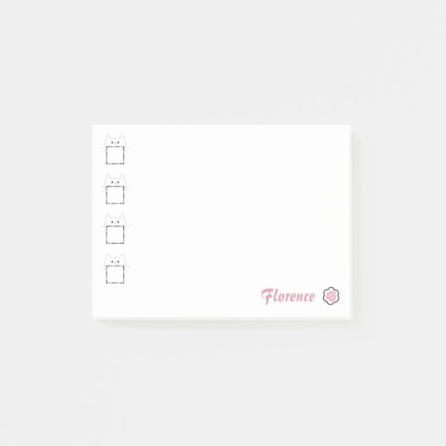 Cat Mom Cute Cat Paw White & Pink Post-it Notes (Front)