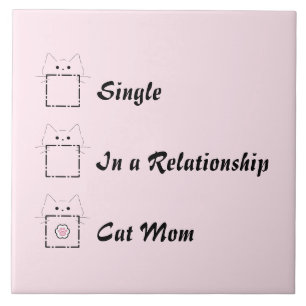 Cat Mom Cute Cat Pink Ceramic Tile