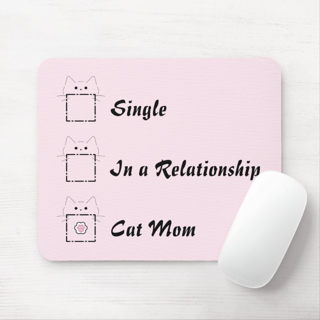 Cat Mom Cute Cat Pink Mouse Pad (With Mouse)