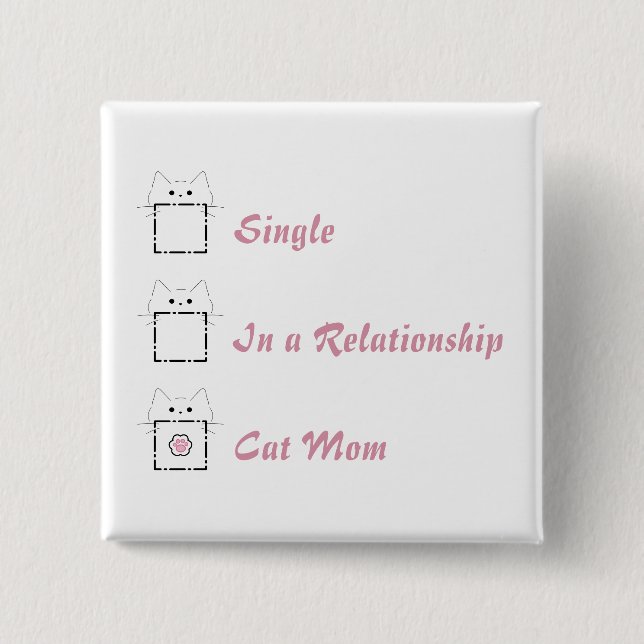 Cat Mom Cute Cat White & Pink Button (Front)