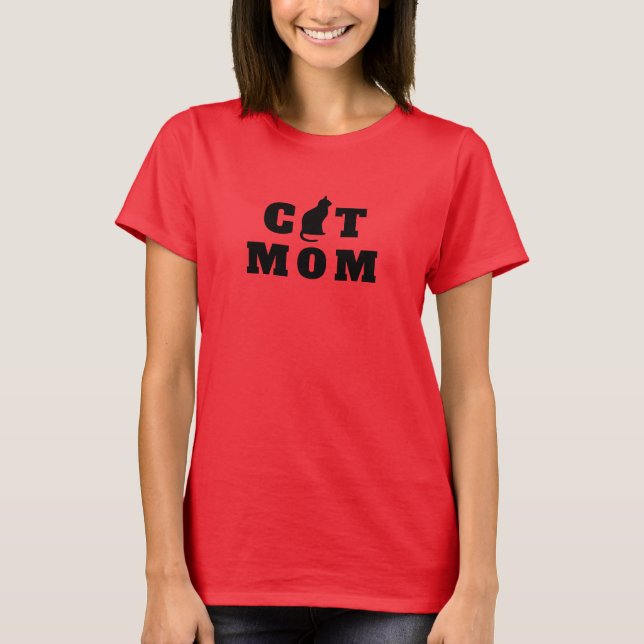 Cat Mom Cute Silhouette T-Shirt (Front)