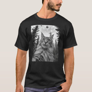 Cat Mom Dad - Funny Alien Selfie Maine Coon UFO T-Shirt