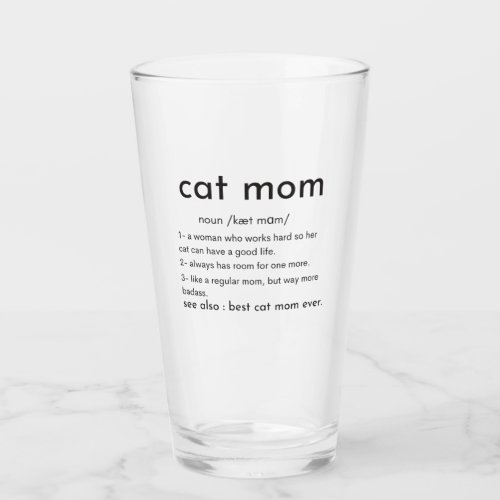 Cat mom definition mothers day for women glass