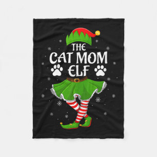 Cat Mom Elf Christmas Family Girls Women Elf Squad Fleece Blanket