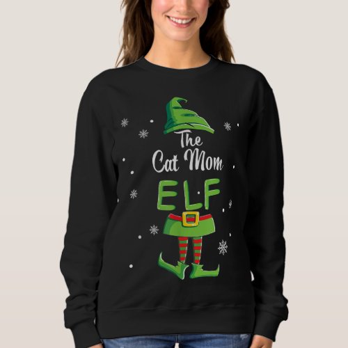Cat Mom Elf Family Matching Christmas Pajamas Sweatshirt