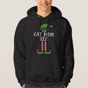 Cat Mom Elf Matching Family Christmas Party Hoodie