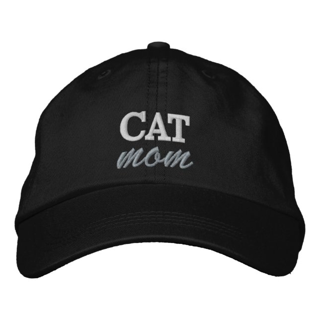 Cat Mom Embroidered Cap, Trendy Cat Lover Hat (Front)