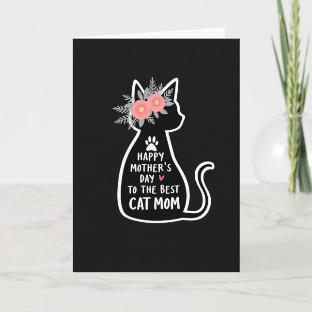 Cat Mom Floral Mothers Day Card (Front)
